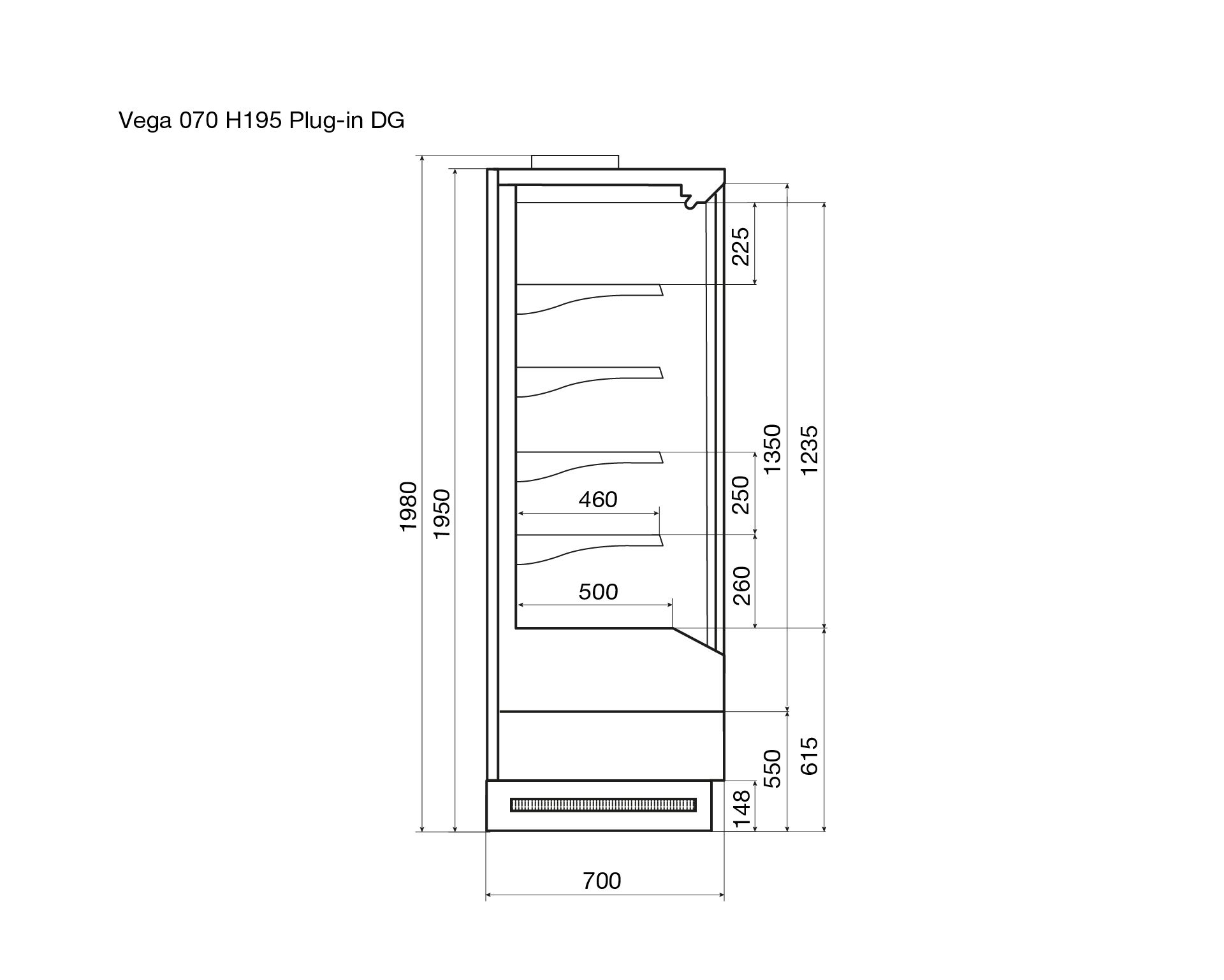 Витрина холодильная Vega DG 070 H195 Plug-in 125 Витрина холодильная Vega DG 070 H195 Plug-in 125