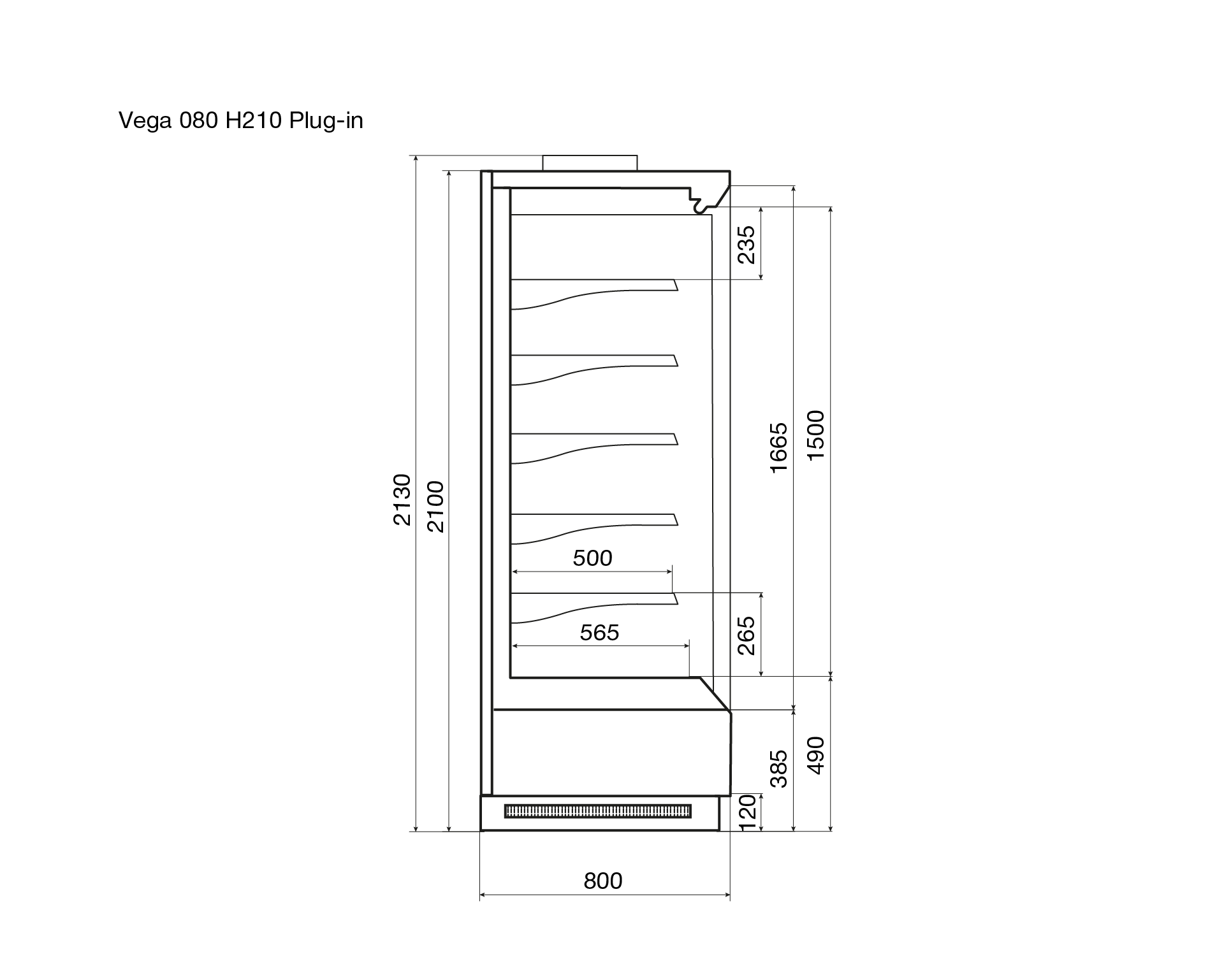 Витрина холодильная Vega 070 H195 Plug-in 190 Витрина холодильная Vega 070 H195 Plug-in 190